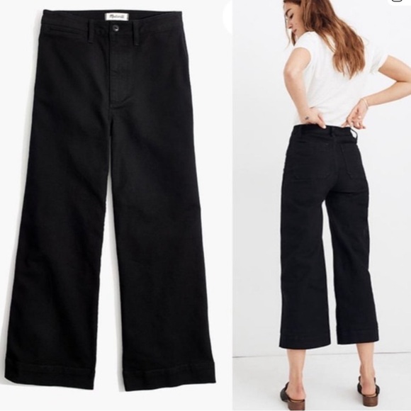 Madewell Pants - Madewell Emmett Black Wide Leg Crop Pants Size 27 Tall